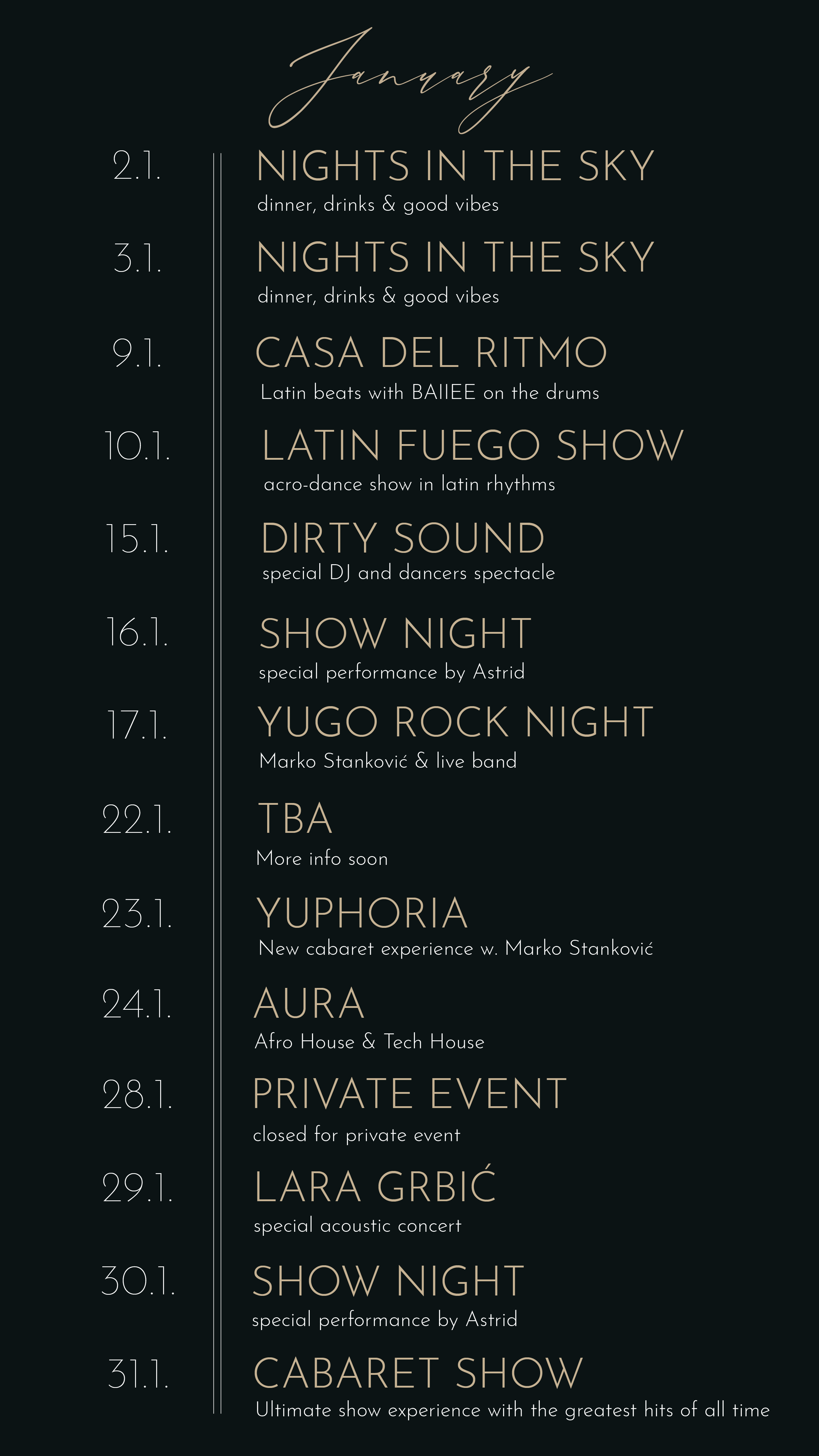 Nebo Januar 26 event program